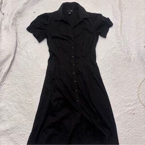 Elegant Black Button-Up Dress